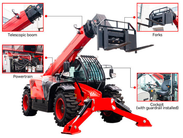 18M 4x4 4WD Rough Terrain Telehandler Diesel Telescopic Forklift 2