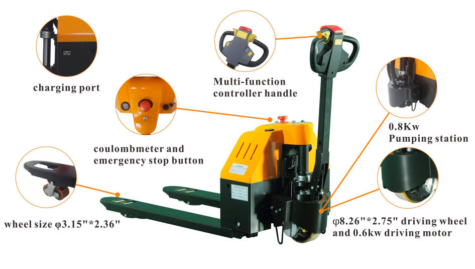 1500kg Electric Pallet Jack Full Electric Pallet Truck Lead Acid Battery Forklift 4
